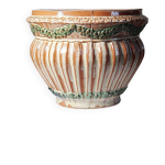 Cache - pot terre cuite verniss� d�cor v�g�tal xxe sud de la france