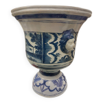 Cache - pot, vase en fa�ence ancienne bleue