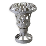 Cache pot vase fleur ancien metal blanc decoration jardin inde 28x38cm 4, 6kg Cache pot vase fleur ancien metal blanc decoration jardin inde 28x38cm 4, 6kg