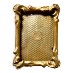 Cadre antique en bois dor art nouveau 11, 5 cm x 8, 5 cm verre convexe