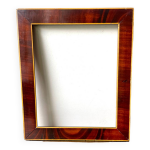 Cadre en bois ancien avec bordures en marqueterie 26, 5 cm x 22, 5 cm
