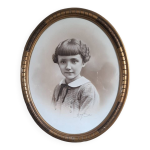 Cadre photo ovale de jeune fille victorien portrait tableau anctre