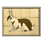 Cadre puzzle en bois des annes 30 / 40 reprsentant un lapin