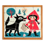 Cadre puzzle en bois des ann�es 40 / 50 repr�sentant le petit chaperon rouge.