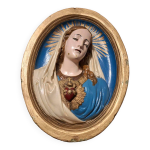 Cadre vintage de la vierge en pltre, tableau religieux ancien