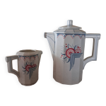Cafetire et pot  lait crmier art dco faencerie d'onnaing