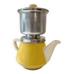 Cafetière villeroy et boch salam faïence jaune vintage, avec filtre métal Cafetière villeroy et boch salam faïence jaune vintage, avec filtre métal