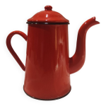Cafeti�re vintage fran�aise en m�tal �maill� rouge