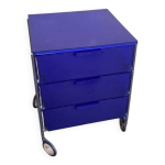Caisson de rangement mobil 3 tiroirs bleu cobalt par kartell, 1993 Caisson de rangement mobil 3 tiroirs bleu cobalt par kartell, 1993