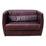 Canap 2 places en cuir bordeaux par christophe delcourt pour roche - bobois