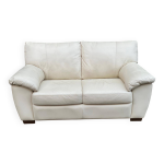 Canapé 2 places scandinave en cuir véritable beige Canapé 2 places scandinave en cuir véritable beige