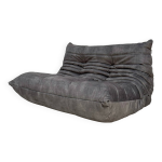 Canap� 2 places togo original vintage en velours gris par michel ducaroy - ligne roset