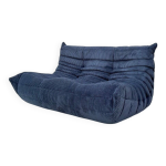 Canap� 2 places togo en velours c�tel� bleu attribu� � michel ducaroy pour ligne roset, ann�es 1970