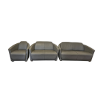 Canap 3 places, 2 places et un fauteuil en cuir gris calia italia