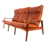 Canap 3 places komfort en cuir par arne wahl iversen, 1960