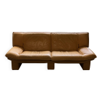 Canap�  ambassador  trois places cuir jaune nicoletti salotti ann�es 8