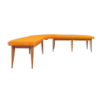 Canapé d'angle en bois blond et tissu italie années 1950 Canapé d'angle en bois blond et tissu italie années 1950