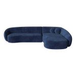 Canap d'angle droit cooper tissu tram bleu nuit toucher doux