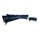 Canape d'angle droit roche bobois en velours bleu pétrole Canape d'angle droit roche bobois en velours bleu pétrole
