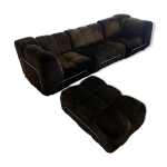 Canapé d angle modulable en tissu marron et métal Canapé d angle modulable en tissu marron et métal
