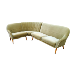 Canapé d'angle modular scandinave danois des années 50 vert tendre glacé Canapé d'angle modular scandinave danois des années 50 vert tendre glacé