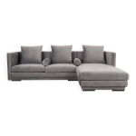 Canap d'angle en velours argent, design scandinave, annes 2000