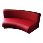 Canap arrondi 2 places simili cuir rouge