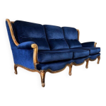 Canap baroque bleu vintage / trois places / fauteuil