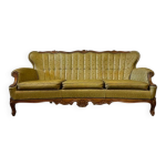 Canap baroque vintage jaune moutarde / trois places