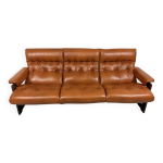 Canap� en bois de rose et cuir cognac par coja culemborg, pays - bas, ann�es 1970.