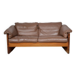 Canapé bois de teck massif et cuir design danois par mikael laursen, années 1970 Canapé bois de teck massif et cuir design danois par mikael laursen, années 1970