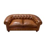 Canap chesterfield capitonn, en cuir fin xixe
