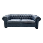 Canapé chesterfield en cuir bleu Canapé chesterfield en cuir bleu