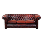 Canap chesterfield spacieux 2, 5 places en cuir de vachette anglais rouge