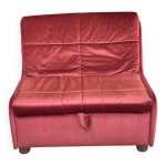 Canap convertible 1 place scandinave en velours bordeaux  pois, 1930