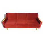 Canapé convertible daybed sofa années 50 / 60 rouge cliclac Canapé convertible daybed sofa années 50 / 60 rouge cliclac