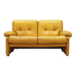 Canap en cuir jaune, design italien, annes 60, fabricant : b&b italia, desig