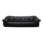 Canap en cuir noir, design italien, annes 1960, production: italie
