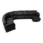 Canap� en cuir noir de sede modulaire 7 pi�ces des ann�es 60 ic�ne suisse