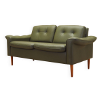 Canapé en cuir vert, design danois, années 1970, production : danemark Canapé en cuir vert, design danois, années 1970, production : danemark