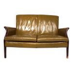 Canap� deux places en cuir vert mousse froxfield de parker knoll, 1960