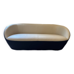 Canap edito roche bobois cuir / tissu 2 places bleu / beige