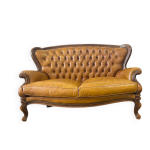 Canap / fauteuil baroque deux places en cuir vintage