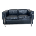 Canape lc2 le corbusier en cuir noir. Canape lc2 le corbusier en cuir noir.