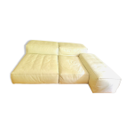 Canap living divani extrasoft en cuir blanc , tat neuf