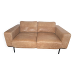 Canap� made. com jarrod - cuir pleine fleur marron, design mid - century