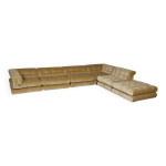 Canap mah jong en velours beige, premire dition, par hans hopfer pour roche bobois, annes 1970
