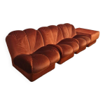 Canapé modulable design italien vintage 'orange brûlé' Canapé modulable design italien vintage 'orange brûlé'