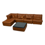 Canapé modulable vintage en cuir cognac par rolf benz, allemagne 1970 Canapé modulable vintage en cuir cognac par rolf benz, allemagne 1970