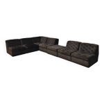 Canapé modulable vintage laauser en velours matelassé marron Canapé modulable vintage laauser en velours matelassé marron